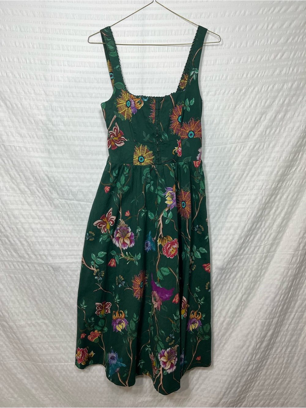 Avec Les Filles Green Floral Viral Corset Midi Smocked
Back Sun Dress Size 10